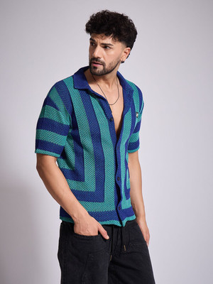 FUGAZEE Men Striped Casual Purple Shirt