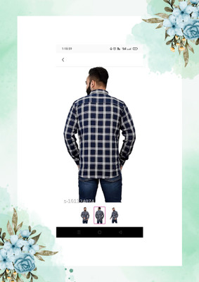 Arthz Fab Trend Men Checkered Casual Dark Blue, White Shirt