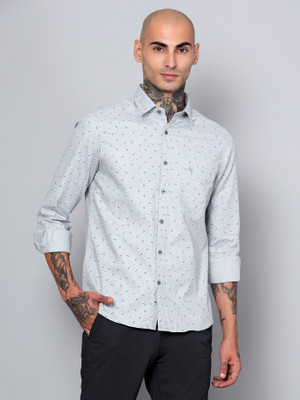 CANTABIL Men Printed Casual Grey Shirt