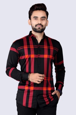 GCFAB Men Checkered Casual Black, Red Shirt