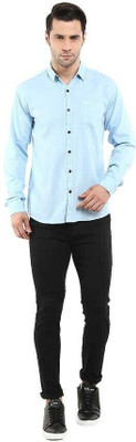 Style Nest Men Solid Casual Blue Shirt