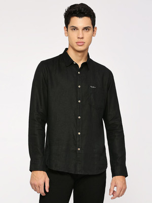 Pepe Jeans Men Solid Casual Black Shirt
