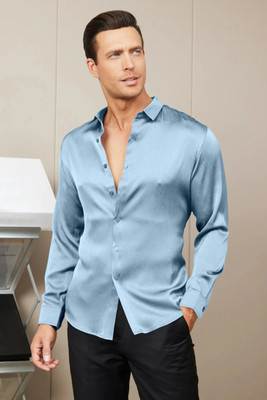 STOVESSY Men Solid Casual Light Blue Shirt