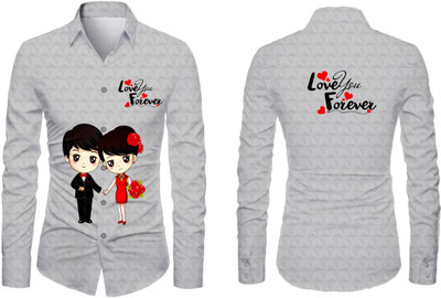 KAPURIYA FAB Men Printed Casual Grey Shirt