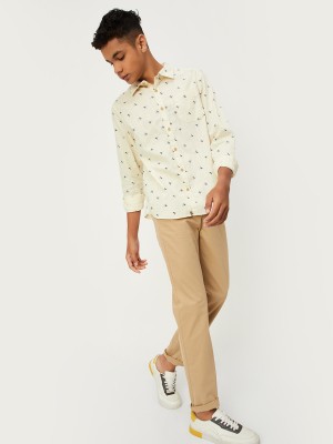 max Boys Printed Casual Black, Yellow Shirt