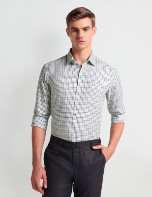 ARROW Men Checkered Formal White Shirt