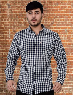VK CREATTION Men Striped Casual Black, Grey, White Shirt