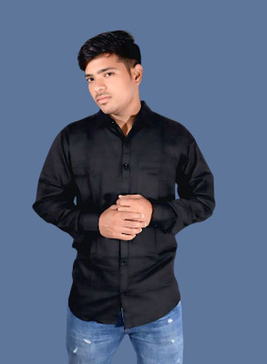 zarvic Men Solid Casual Black Shirt