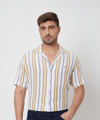 MUFTI Men Striped Casual White Shirt