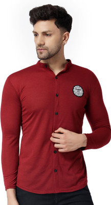 Lawful Casual Men Solid Casual Maroon Shirt
