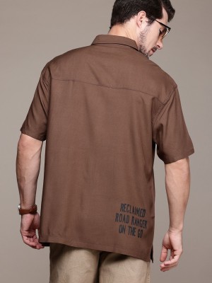 Roadster Men Solid Casual Brown Shirt