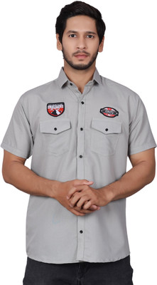Lenriza Men Printed Casual Grey Shirt