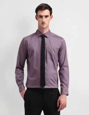 ARROW Men Solid Formal Purple Shirt