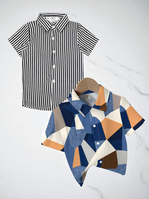 KIDOOZA Boys Color Block, Striped Casual Multicolor Shirt