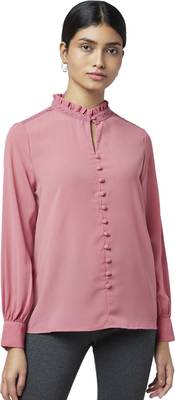 Annabelle by Pantaloons Women Solid Casual Pink Shirt