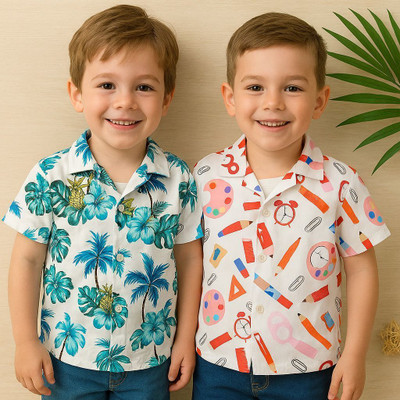 SVHFashion Boys Printed Casual Multicolor Shirt(Pack of 2)
