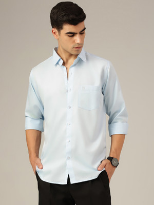 DENNISON Men Solid Formal Blue Shirt