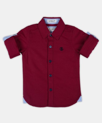 tiniberry Baby Boys Solid Casual Red Shirt