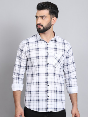 METRONAUT Men Checkered Casual White Shirt