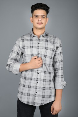 Tanip Men Checkered Casual Grey Shirt