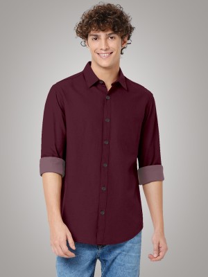 HASINI Fashion Men Solid Casual Maroon Shirt