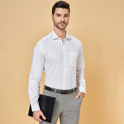 Peregrine by Pantaloons Men Solid Formal White Shirt