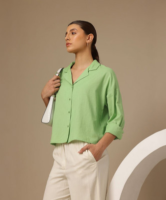 CHEMISTRY Women Solid Casual Green Shirt