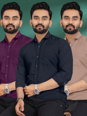 METRONAUT Men Solid Casual Multicolor Shirt(Pack of 3)