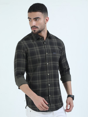 Rs fashions Men Checkered Casual Dark Green, Black Shirt