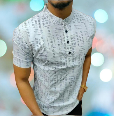 StellLIFEsTYLE Men Printed Casual White, Black Shirt