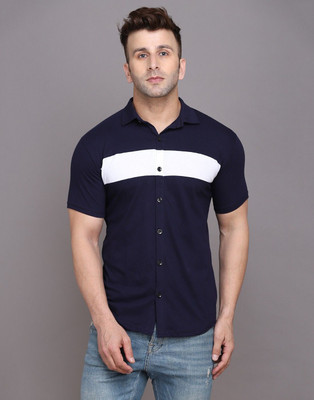 Blisstone Men Self Design Casual Dark Blue Shirt