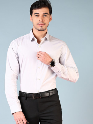 V-MART Men Solid Formal Grey Shirt