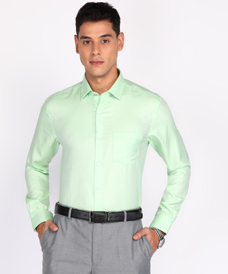 PETER ENGLAND Men Self Design Formal Light Green Shirt
