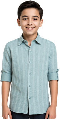 Charchit Boys Self Design Casual Green Shirt