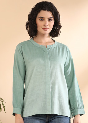 METRONAUT Women Printed Casual Green Shirt