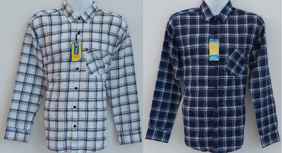 Vcom Men Checkered Casual Dark Blue, White Shirt(Pack of 2)