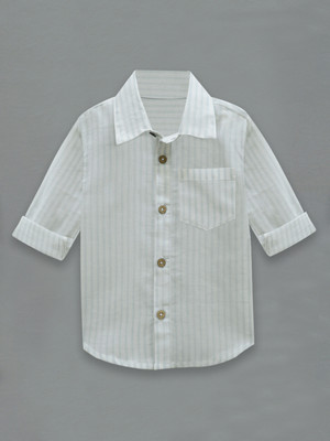 A.T.U.N. Baby Boys Striped Casual White, Light Blue Shirt