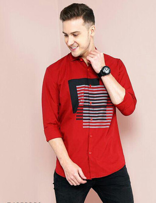 Modernity Men Printed Casual Red Shirt