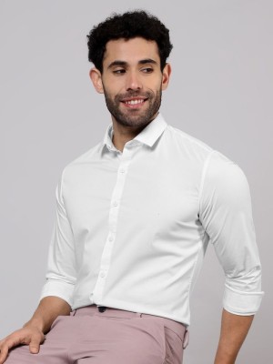 Timyka Men Solid Formal White Shirt