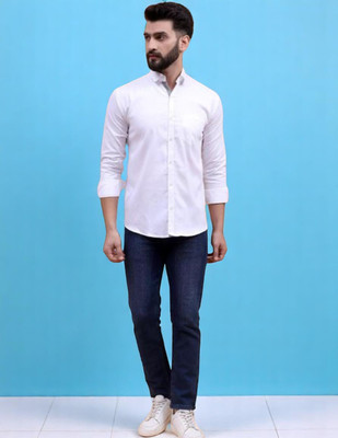 LAXMI TRENDING Men Solid Casual White Shirt