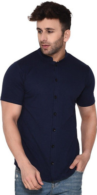 Lawful Casual Men Solid Casual Dark Blue Shirt