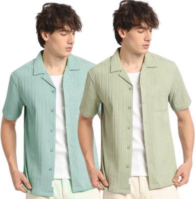 METRONAUT Men Solid Casual Multicolor Shirt(Pack of 2)