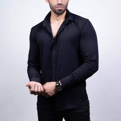 HARI TRENDZ CLOTHING Men Self Design Casual Black Shirt