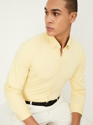 MAX Men Solid Formal Yellow Shirt