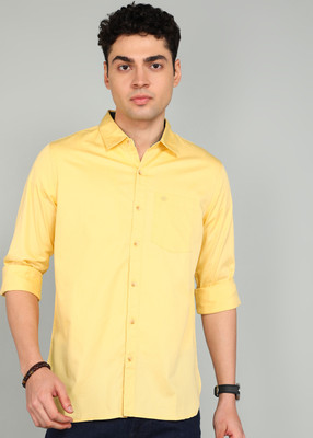 WROGN Men Solid Casual Yellow Shirt