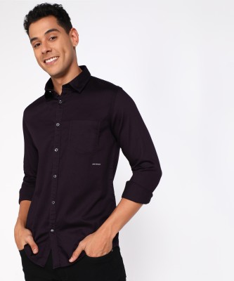 Spykar Men Solid Casual Purple Shirt