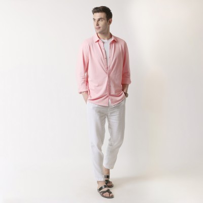 Sirtex Eazy Men Solid Casual Pink Shirt