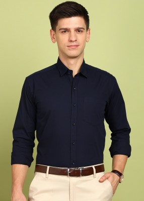 FUBAR Men Solid Formal Dark Blue Shirt