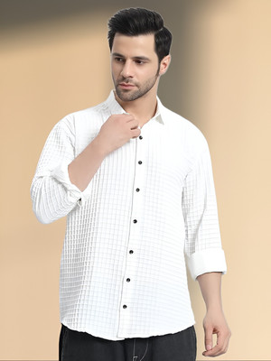 Typetron Fashion Men Self Design Casual White Shirt