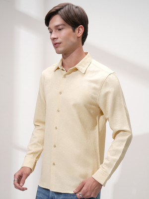 HIGHLANDER Men Self Design Casual Beige Shirt